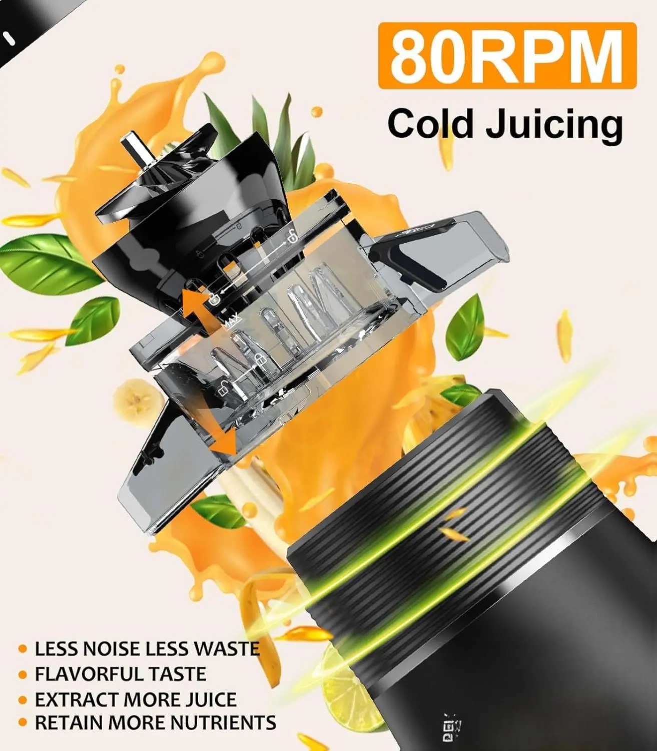 ジェロニモン　ミクラス Zasmira Cold Press Juicer SJ60, Slow Masticating Juicer with 4.13