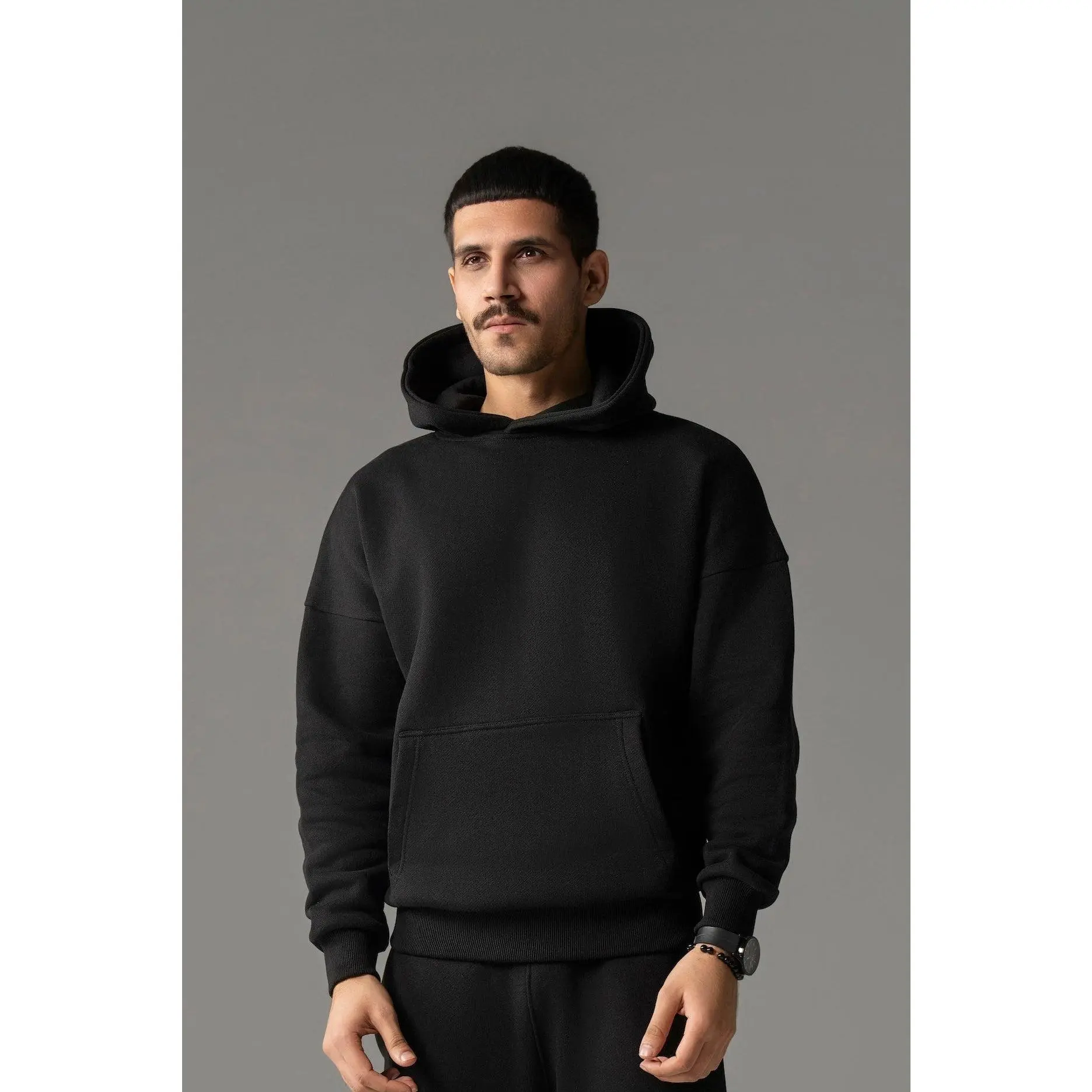 Extra Heavy Standard Boxy Hoodie (Black)