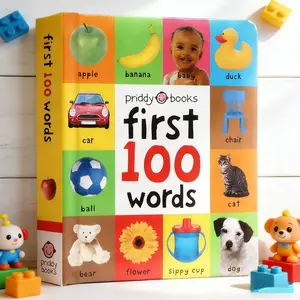 English Word Flashcards Book First 100 Words Round Corners Durable Interactive Learning Colorful Visual Aid Reading Support Vocabulary Building Bear