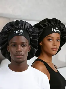 Couple Sleep Caps, Satin Sleep Hat for Curly Hair, Soft Comfortable Night Cap, Sleeping Bonnet, Large Size, Soft Elastic Band, Ideal for Hair Care