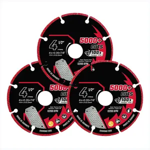 3 Pack Diamond Cutting Wheel 4 1/2 Inch With 7/8"" Arbor, Carbide Cutting Wheel, Angle Grinder Cutting Disc, 4 1/2 Cut Off Wheel For Metal With 5000+ Cuts On Rebar, Steel, Iron And INOX