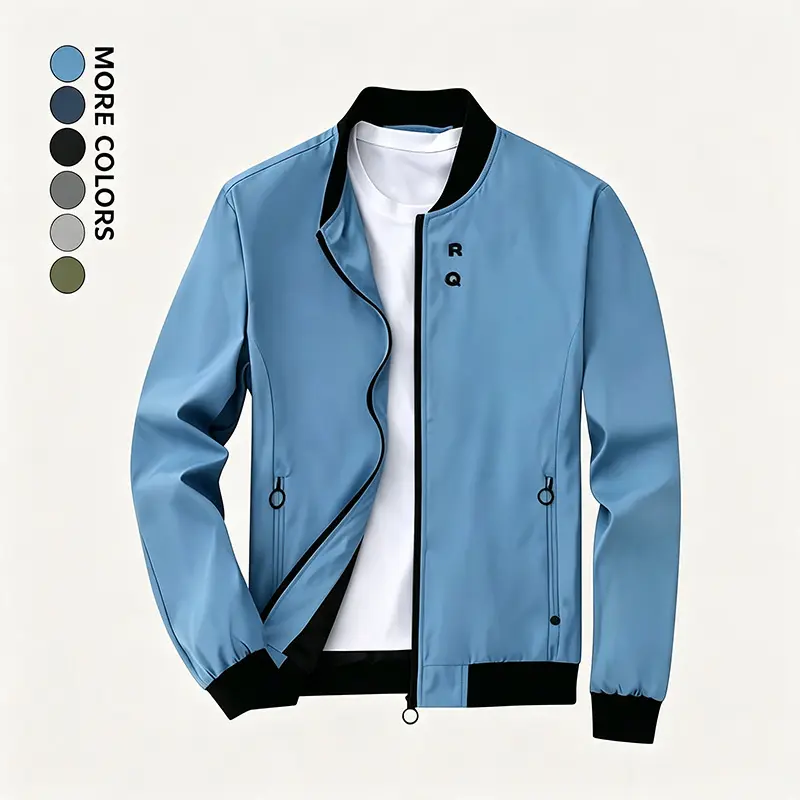 Men's Bomber Jacket - Menswear Tops, Baseball Collar Lightweight Full-Zip Casual Outerwear, Versatile Coat for Hiking & Urban Daily Commute