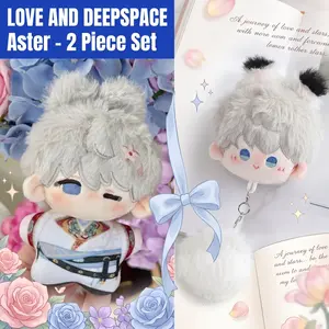 2pcs, Love and Deepspace Anime Plush Doll + Cute Plush Keychain, Collectible Stuffed Character Figure, Premium Soft Toy - Keychain Bag Car Charm, Desk Shelf Room Decor, Birthday Christmas Valentine Party Gift for Anime Fans Teens