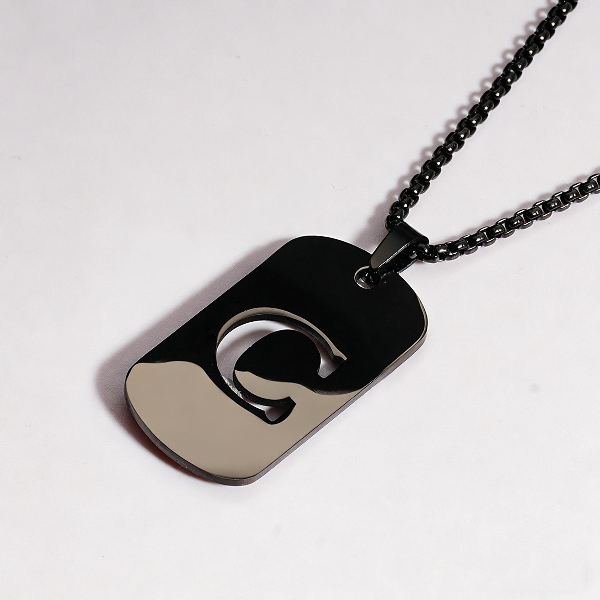 Initial letter necklace, golden, silver, black stainless steel hip-hop geometric pendant, A-Z letter pendant chain, suitable for couples, friends, gifts, anniversaries. Initial letter necklace, golden, silver, black stainless steel hip-hop geometric pendant, A-Z letter pendant chain, suitable for couples, friends, gifts, anniversaries.