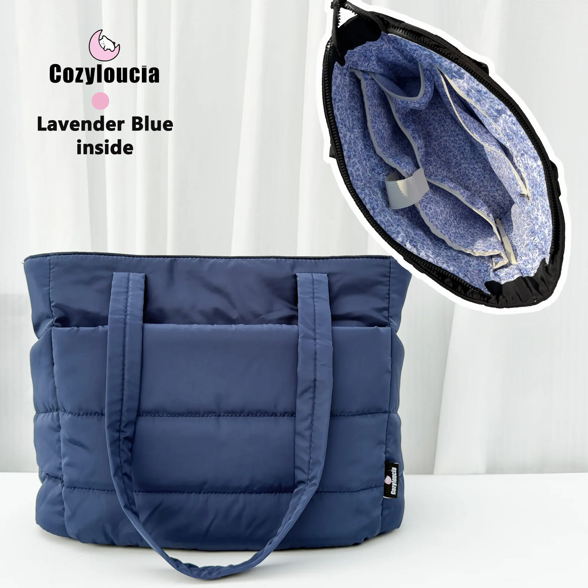 Navy Blue -Lavender Blue inside