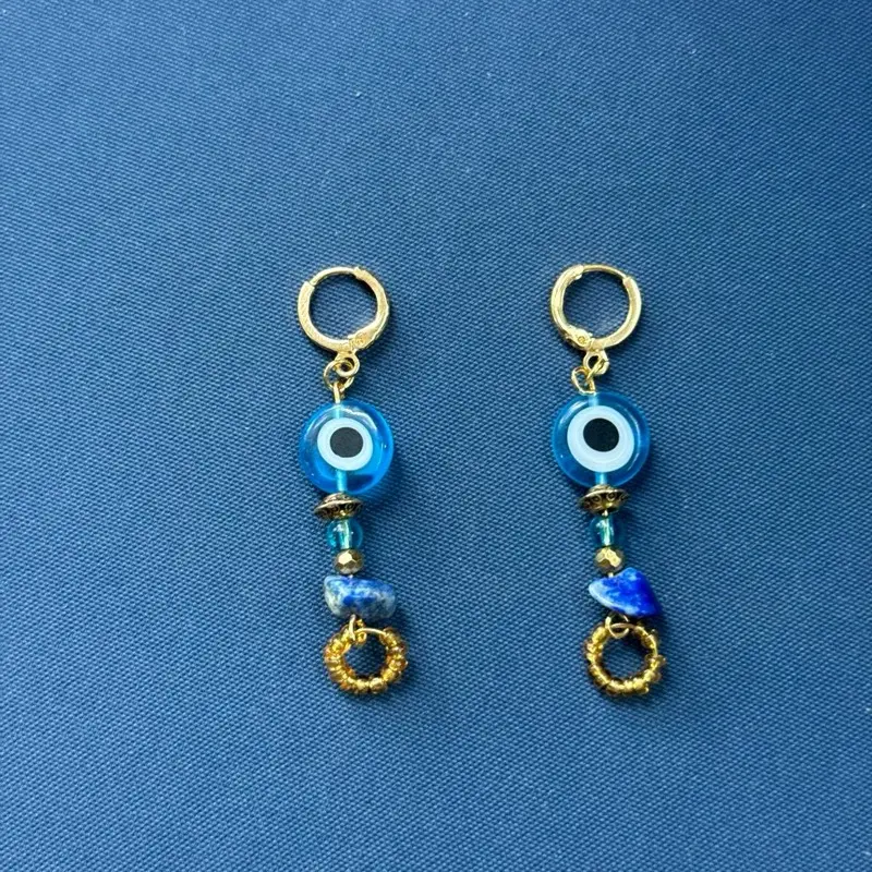 Blue & Yellow Evil Eye Earrings