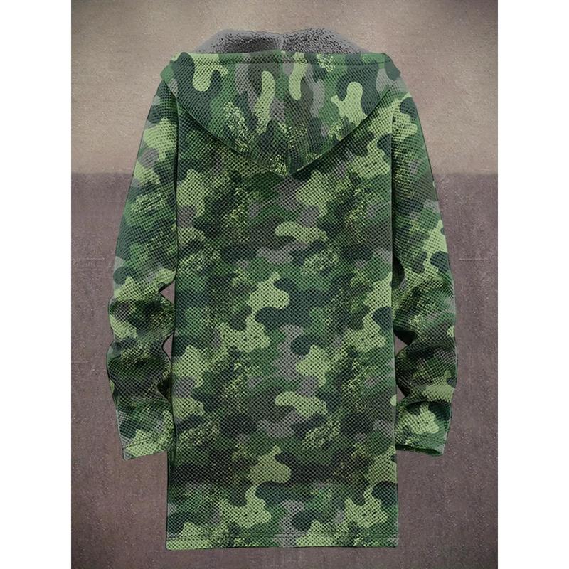 Brand Bdhjydb 's Camo Jacket with Fleece - Heavy-Duty Double-Layer Coat, Relaxed Fit Camouflage Outerwear for Outdoor, Casual & Party Wear, PLUS SIZE, Fleece Jacket With Hood, Padded Jacket With Hood, Casual Fleece Jacket, Heavyweight Fleece Jacket, Long