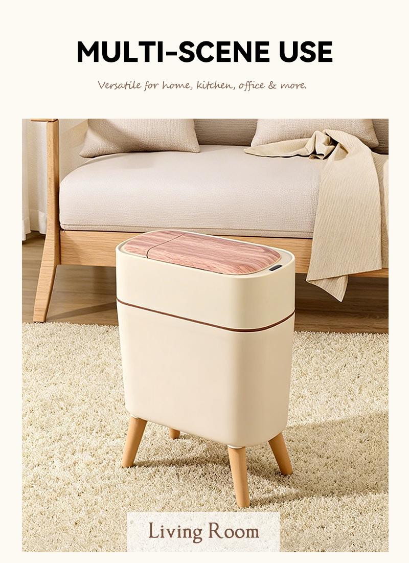 Pukomc Smart Sensor Trash Can with Wood Grain Lid, Automatic Motion Sensor Garbage Bin for Kitchen, Bathroom, Office Pukomc Smart Sensor Trash Can with Wood Grain Lid, Automatic Motion Sensor Garbage Bin for Kitchen, Bathroom, Office