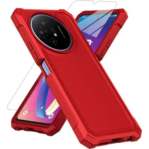 for TCL 60 XE NXTPAPER 5G/ TCL 50 XL 5G Case, with Screen Protector Hard PC Front Frame and Soft TPU Back, Shockproof Bumper Case (Red)