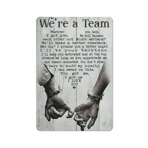 "We're a Team" Romantic Metal Tin Sign - Couple Love Quote Wall Art for Bedroom, Living Room & Anniversary Gifts