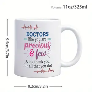 1pc 11oz Doctor Appreciation Ceramic Coffee Mug - Heartfelt Thank You Gift with Colorful Heartbeat Design, Dishwasher-Safe C-Handle Mug for Doctors, Nurses, Medical Staff - Perfect Birthday, Holiday, Office or Home Use, Coffee Mug for A Dr, Thank You Gift