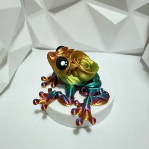 3d printed  Multicolored Articulating Rose Frog Fidget