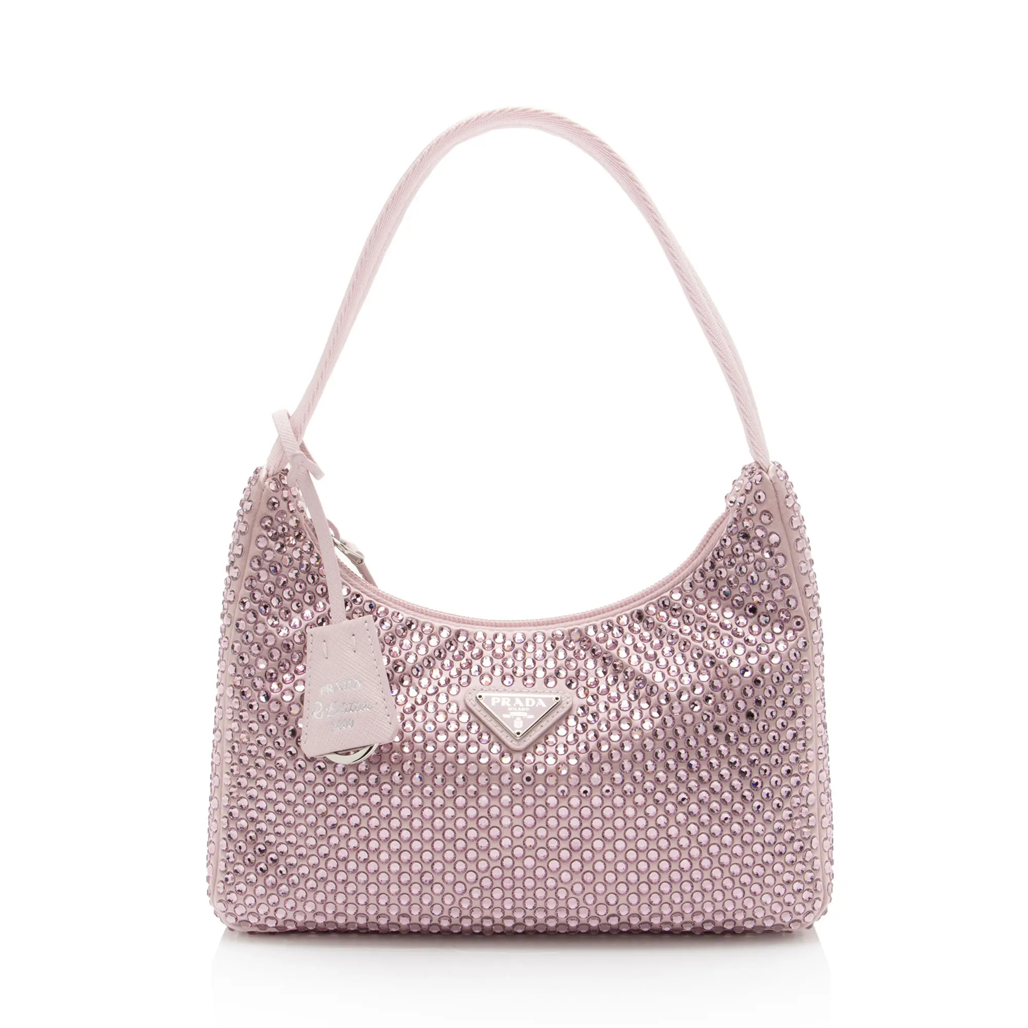 Pre-owned PRADA Leather Shoulder Bags Satin Crystal Re Edition 2000 Mini Bag
