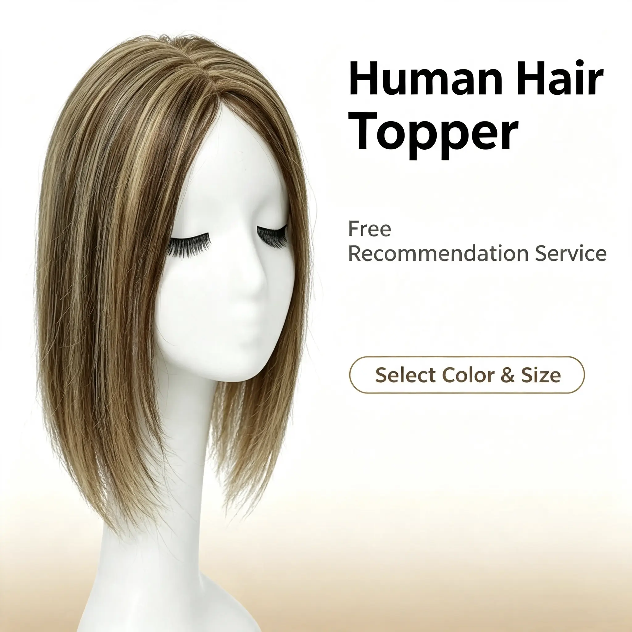 Blonde Human Hair Topper - Free Gift-Style Recommendation Service for Uncertain Buyers, Contact Customer Service for Color & Size Selection Support via Direct Reach or Homepage After-Sales