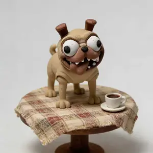 3D Printed Plastic Dog Statue Collectible, Home Decor Ornaments, Household Items Room Decor