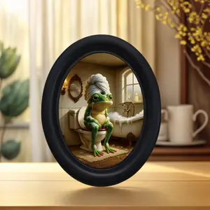 Vintage Art Style Frog Sitting Toilet Staring Pattern Decorative Home Supplies, Perfect for Halloween Christmas Thanksgiving Wall Decoration