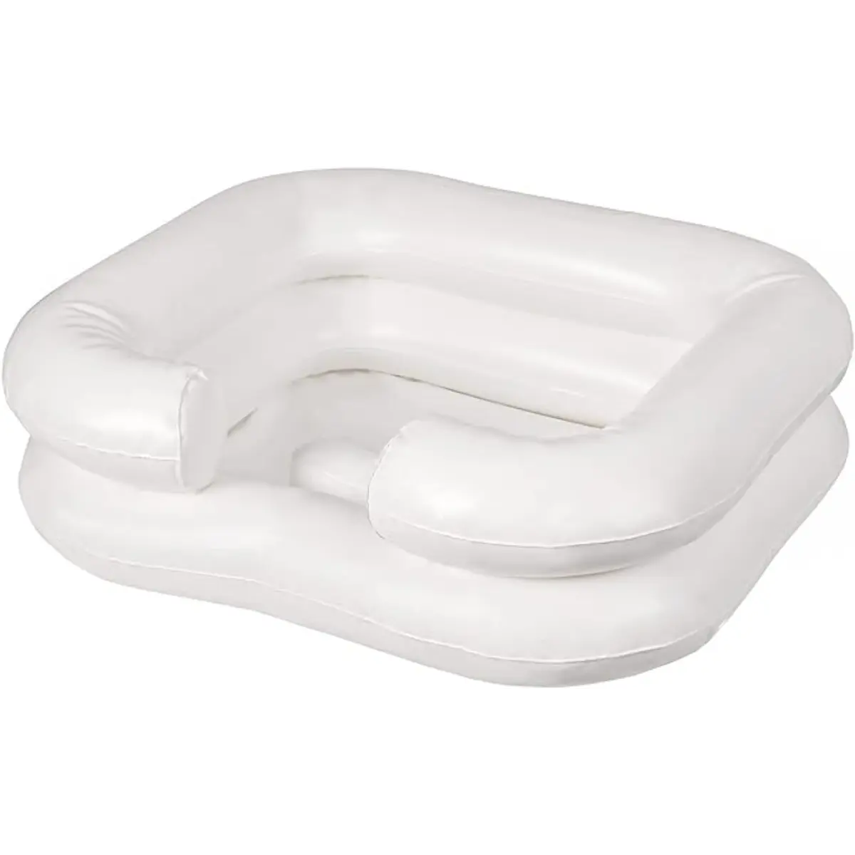 Portable Shampoo Bowl, Inflatable Shampoo Bowl and Wash Basin for Bedside and In Bed Hair Washing, Hair Cuts and Hair Coloring for the Elderly, Disabled, Bedridden and Handicapped, 24 X 20, White Lightweight Pack Strap Vinyl