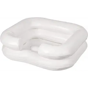 Portable Shampoo Bowl, Inflatable Shampoo Bowl and Wash Basin for Bedside and In Bed Hair Washing, Hair Cuts and Hair Coloring for the Elderly, Disabled, Bedridden and Handicapped, 24 X 20, White Lightweight Pack Strap Vinyl