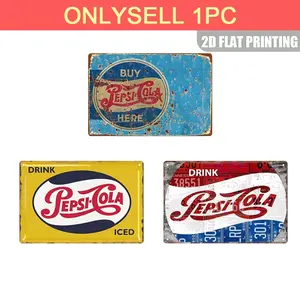 Vintage Pepsi Aluminum Sign, Rural Style Wall Art Print, Retro Aluminum Decorative Poster, Universal Setting, No Precious Metal Plating