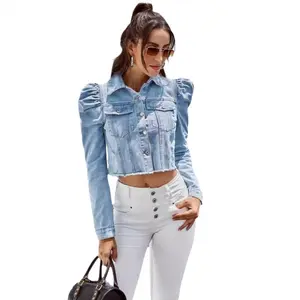 Fashionable lapel denim casual short coat