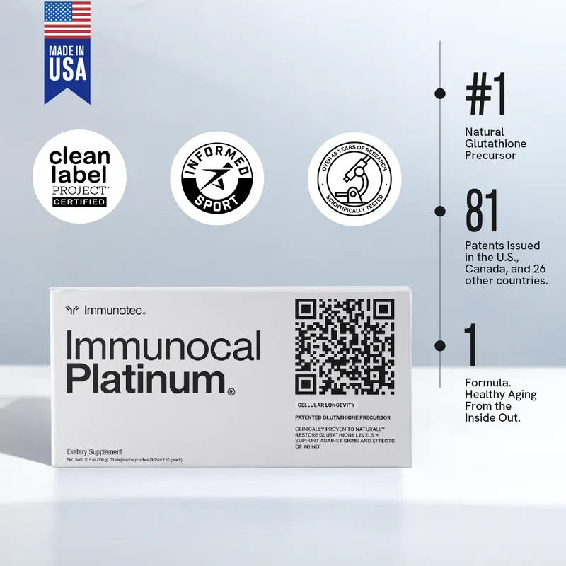 Immunocal Platinum Natural Whey Protein Isolate Powder - Glutathione Precursor Dietary Supplement for Adults, Immune Support, Glutathione Glow, Antioxidant Boost, Bone Support, Fitness Endurance, Cytokine Modulating Proteins (30 Servings), Prop 65 Safe
