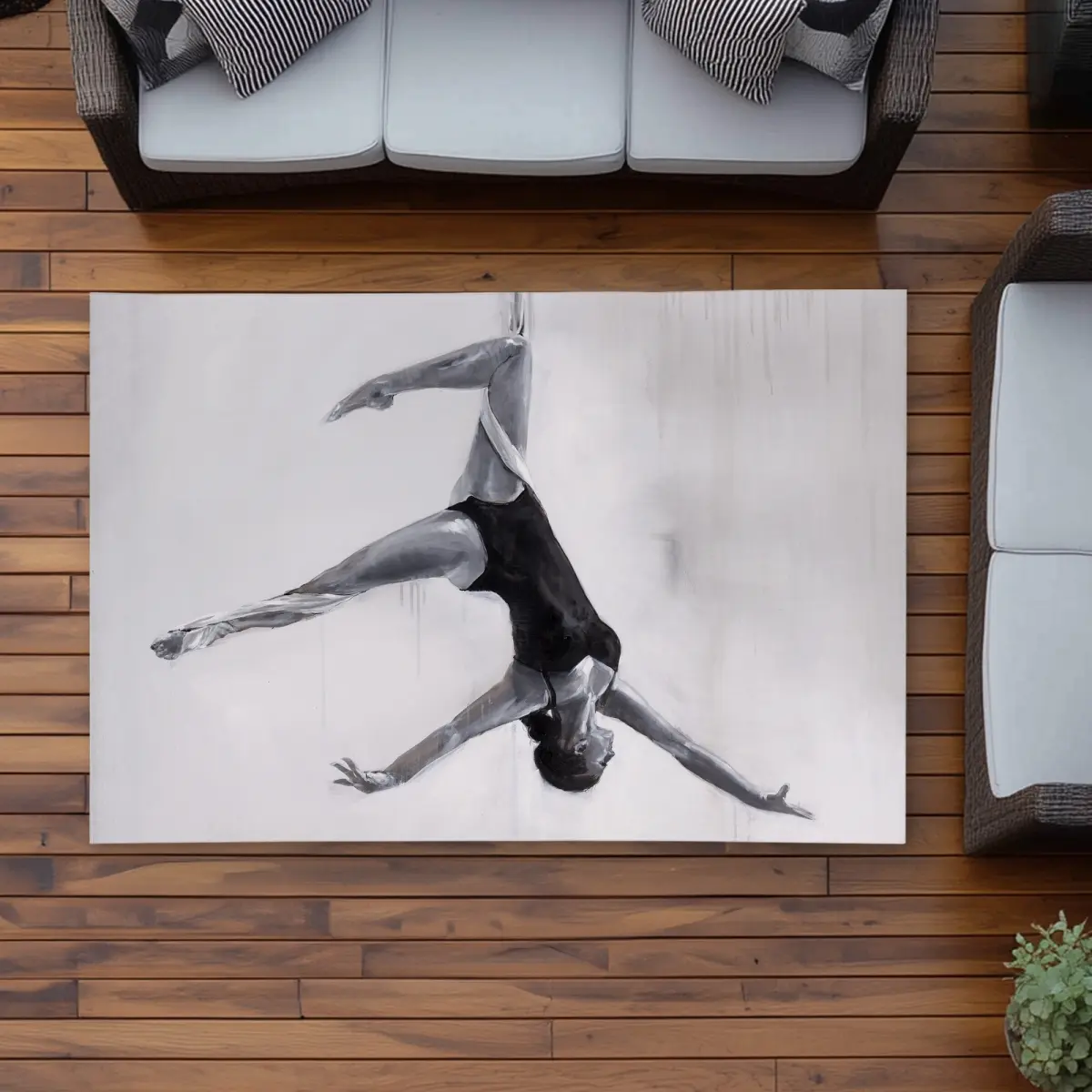 360 stand Rectangular Shape 4x6 ft Aerial Silks Dancer Rug - Soft Textile Carpet, Living Room Hobbies Decor Soft Furnishing, 4' X 6', Dancer On Aerial Silks, Home Decor Rugs, Area Rug