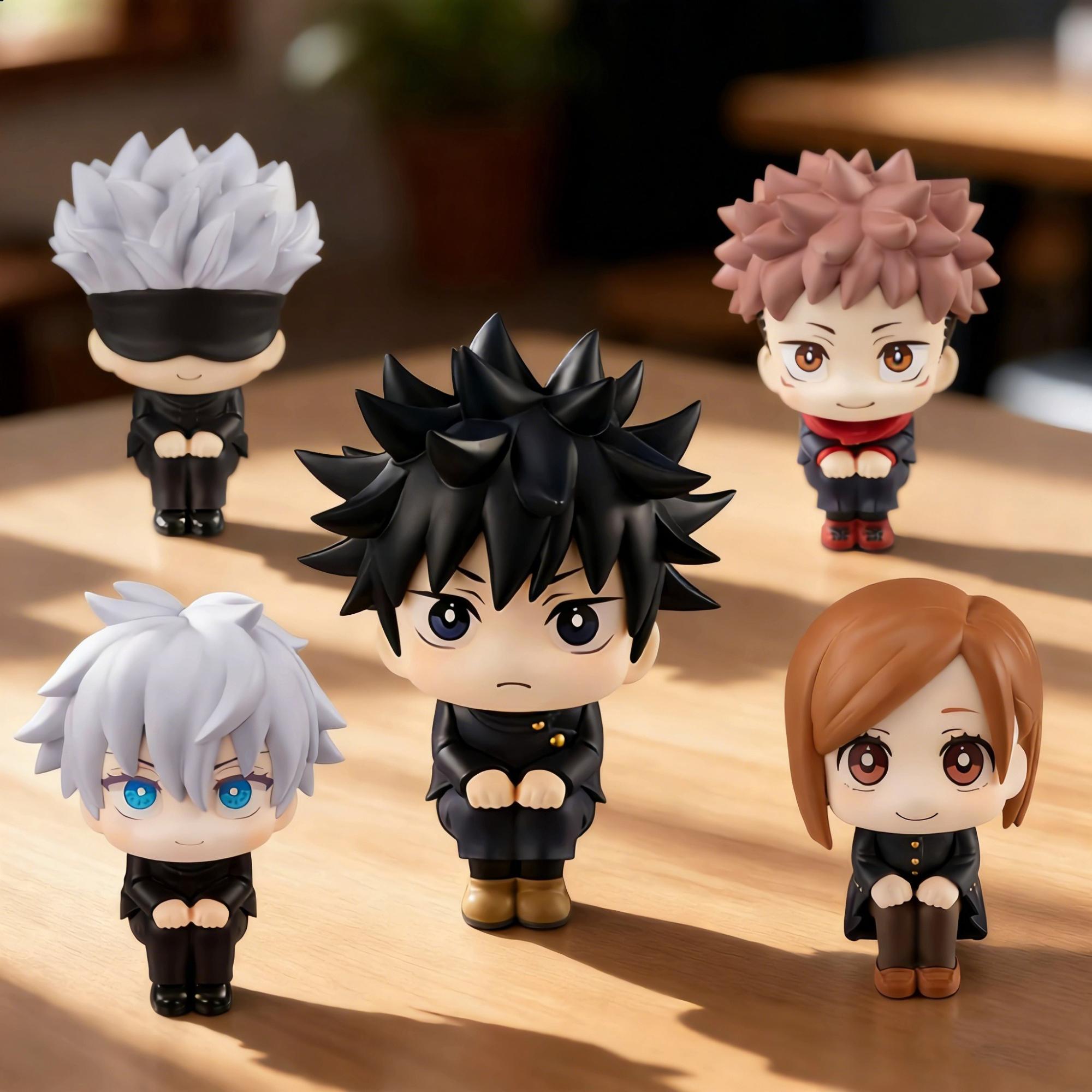 (5 Pack)7-9cm Anime Jujutsu Kaisen Figure Itadori Yuji Gojo Satori Fushiguro Megumi Kugisaki Kawaii Toy Car Decoration PVC Model Gift #YYC