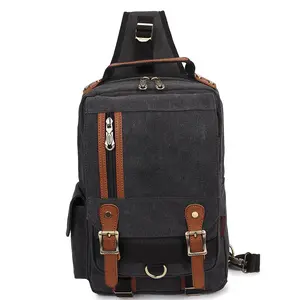 KAUKKO Canvas Crossbody Sling Bag Backpack for Cycling, Hiking, Camping, and Commuting