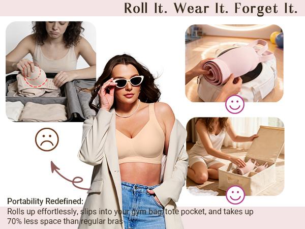 AsFairy Women's Plus Size Wire-Free Daily Bra, Wide Straps Full Coverage, Strong Support, Breathable Soft High Elasticity, Wide Side Panels Seamless Comfort, Multi-Craft Plus Size Underwear