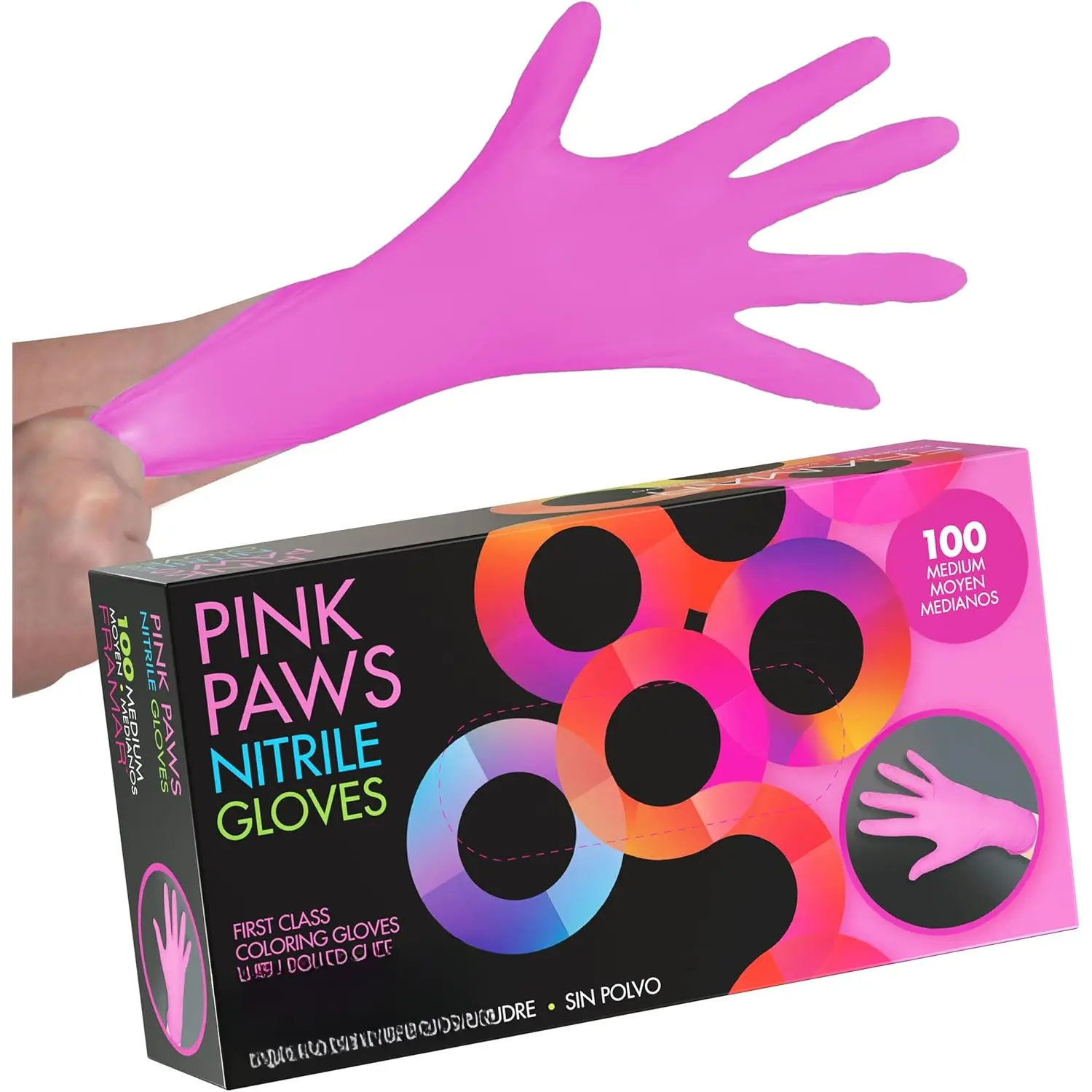 Pink Gloves Disposable Latex Free - Pink  Gloves Medium, Latex Free Glove Medium, Guantes De Nitrilo, For Hair Dye, Salon, Cleaning, ,  Prep,  Free - 100 Pack