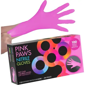Pink Gloves Disposable Latex Free - Pink  Gloves Medium, Latex Free Glove Medium, Guantes De Nitrilo, For Hair Dye, Salon, Cleaning, ,  Prep,  Free - 100 Pack