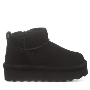 BEARPAW Retro Shorty Youth Black Size 5 | Cozy Slip On Winter Boots for Kids | Winter Ankle Boots