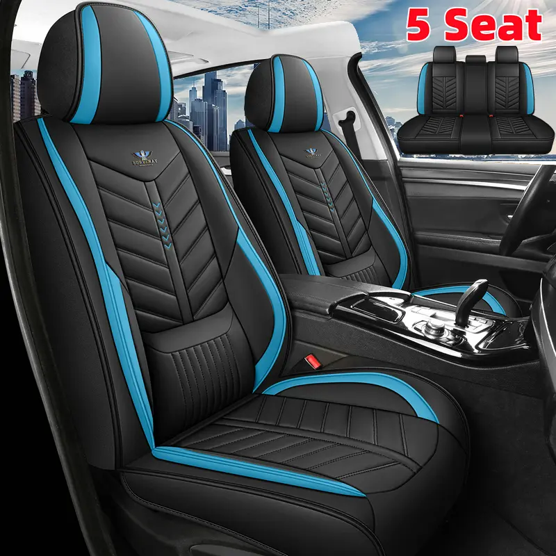 Full Set Waterproof Car Seat Covers Four-Season Model Soft Comfortable Anti-Slip PU Leather for All Five Seats
