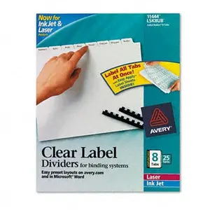 Avery Index Maker Clear Label Unpunched Divider Eight-Tab Letter White 25 Sets