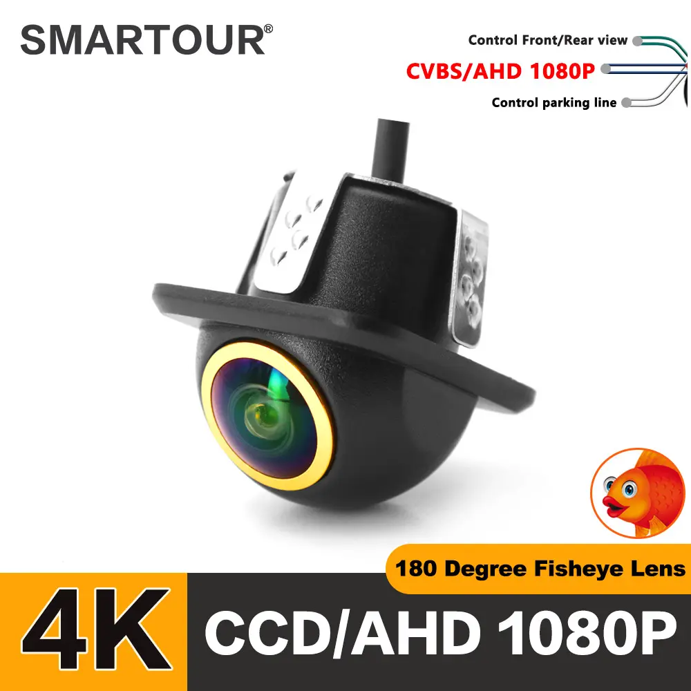 HD 1920x1080P CVBS HD Night Vision 12V 180 Deg Fisheye Golden Lens Full HD Vehicle Backup  Punch Universal Car Rear View Camera