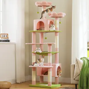 PAWZ Road Large 81 Inches Flower/Cactus Cat Tree Tower for Indoor Cats - with 2 Top Perches, 2 Condos, Thicker Base & Reinforced Structure, Sisal-Covered Scratching Posts(Multiple color options)
