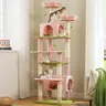 PAWZ Road Large Flower/Cactus Cat Tree Tower - 81" Top Lounging, 23.6"l x 18.9"w x 80.7"h Indoor Cat Entertainment Center with 2 Perches, 2 Condos, Thick Base, Reinforced Stability, Sisal Scratching Posts, Wall-Strap Secure (Multiple Colors)