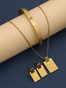 Fashionable Drip Glue Charm, Stainless Steel Necklace & Bracelet Set, Luxurious Earrings Jewelry for Women, All Seasons