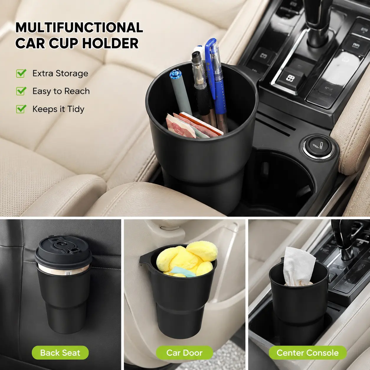 1 Count Multifunctional Hanging Cup Holder, for holding water cups, pens and small sundries, fits for car, electric scooter and storage cart