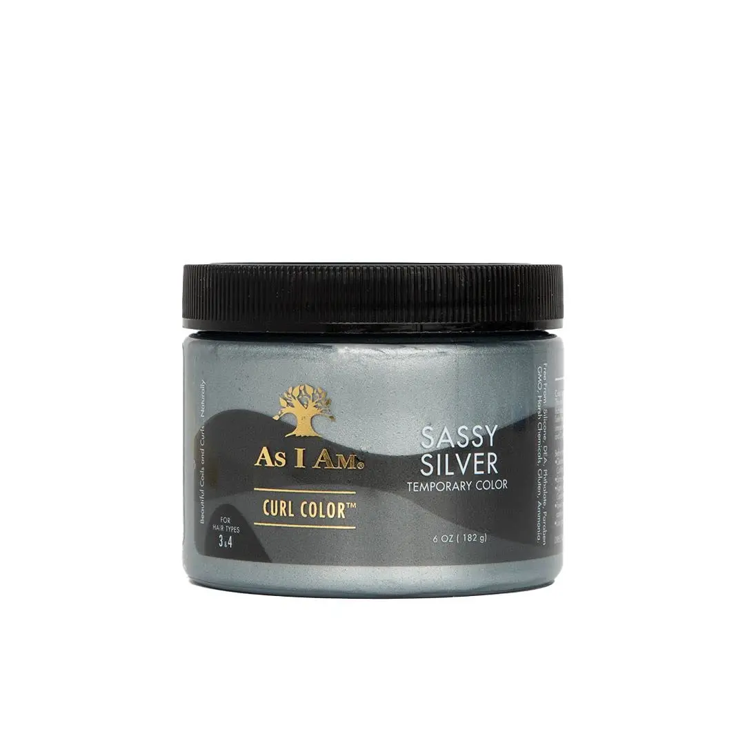 As I Am Curl Color - Sassy Silver 6 oz Curly Hair Gel, Gentle Semi-Permanent No Bleach Hair Color with Moisturizes, Conditioning, Medium Hold, Vegan & Cruelty Free, Jamaican Black Castor Oil (JBCO) & Ceramides, Paraben Free Haircare Product
