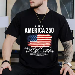 Unisex America 250 We The People T-Shirt, 1776-2026 Semiquincentennial Patriotic USA Flag Graphic Tee