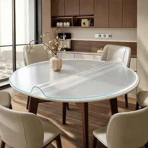 Clear PVC Round Tablecloth Protector, Waterproof, Oil-Proof, Heat-Resistant, Easy-Clean Mat, Durable Protective Cover