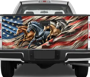 USA Flag Horse Tailgate Wrap – Patriotic Theme Tailgate Wrap, Horse USA Tailgate Wrap, America Flag Horse Tailgate Wrap, Patriotic Horse Tailgate Wrap, Horse Flag Tailgate Wrap, USA Horse Graphic Tailgate Wrap