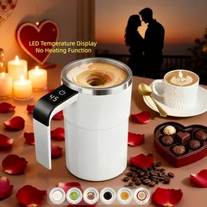 380ML Electric Stirring Cup with Temperature Display and USB Charging, Automatic Stirring, Stainless Steel Insulated Mug, Digital Tumbler, Coffee Tea Milk Water