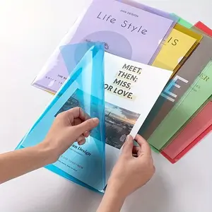 10pcs, Each colors 2pcs Clear Document Folder Project Pockets Clear Plastic Folders A4 Letter Size Plastic Document Folders Paper Jacket Sleeves Folders Copy
