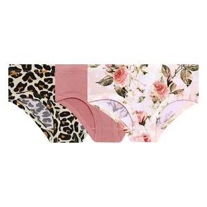 Vintage Pink Rose Girls' Brief Panties Set