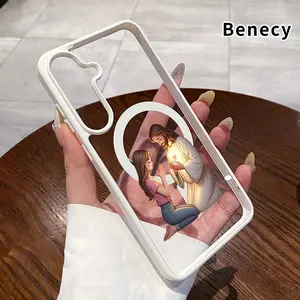 Magnetic Phone case for Samsung Galaxy S23 Ultra S24 Plus FE S25 S22+ Jesus and little Girl Praying Pattern Non-Yellowing Shockproof Soft Silicone Transparent Acrylic Cover Supports Wireless Charging