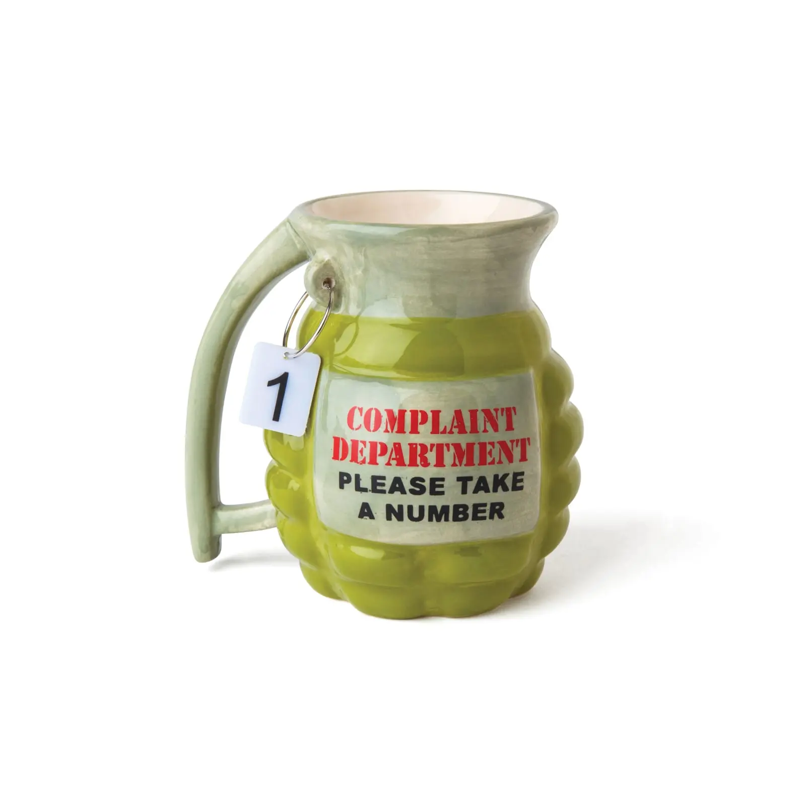 BigMouth The Complaint Dept Coffee Mug — 16 oz Green Ceramic Mug with Take a Number Office Humor Label, Funny Desk Cup, Sarcastic Gift for Coworkers and Boss