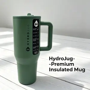 40oz hydrojug tumbler,brown gingham tumbler,checkered hydrojug with handle,stainless steel travel mug,large capacity water cup,leakproof insulated tumbler,retro plaid mug