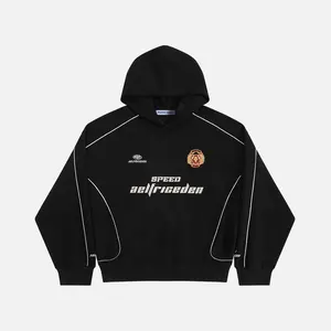 Aelfric Eden Unisex Applique 77 Patchwork Pullover Hoodie Loose Fit Cozy Streetwear Oversized Graphic Sweatshirt